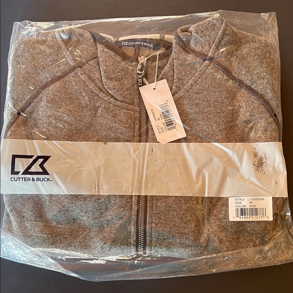Cutter & Buck Men's Zip-Up Gray Sweater
